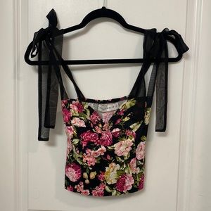 Hello Molly floral tie shoulder top small